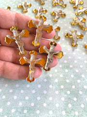Cruces doble capa - 10 Piezas, 35mm / Religion-themed double layer crosses - 10 pieces, 35mm
