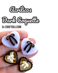 16 piezas Dark Coquette 8 diseños variados, para que realices aretes pulseras y cadenas/ 16 Piezas, 15-30mm
