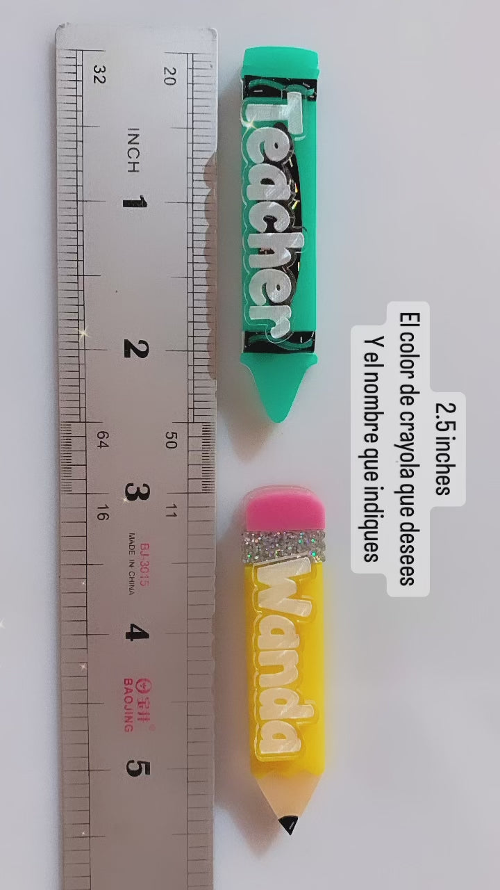 Crayón y lápiz personalizable con nombre / 1 pieza, 64mm (2,5 pulgadas)