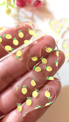 Lemons printed on clear hearts / 8 pieces, 30mm (1 1/8