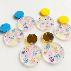 Spiral Painted Pendants / 6 Pieces, 30mm