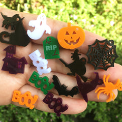 Halloween Acrylic Charms / 14 Pieces, 15-25mm