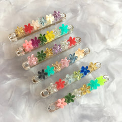 Bars with flowers Connectors links / 6 Pieces, 30mm