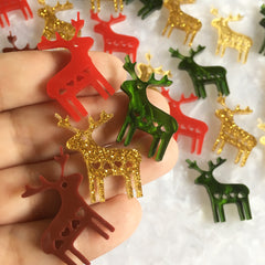 Christmas Reindeers Charms / 10 Pieces, 30mm