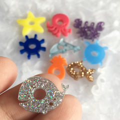 Buttons for Jewelry Clasp - Summer & Ocean themed / 10 Pieces, 22mm
