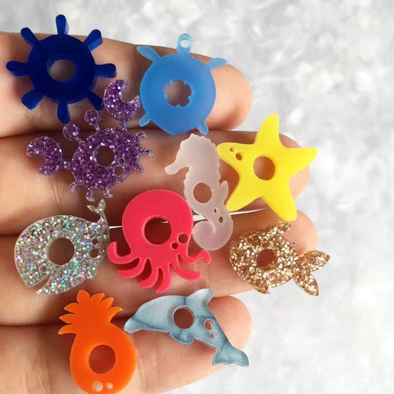 Buttons for Jewelry Clasp - Summer & Ocean themed / 10 Pieces, 22mm