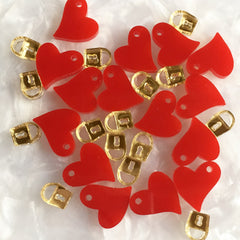 Red Hearts with Padlock / 15 Hearts (15mm) & 15 Locks (10mm)