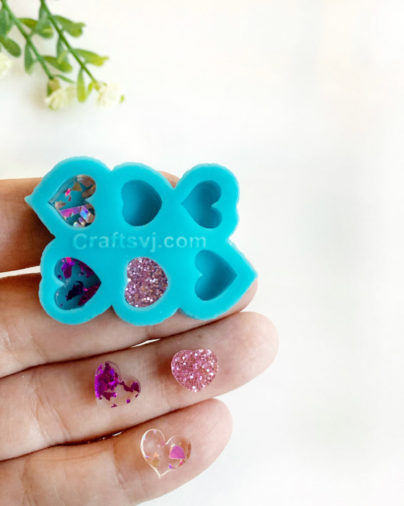 6 mini hearts silicone mold / Molde de silicón de 6 corazones mini