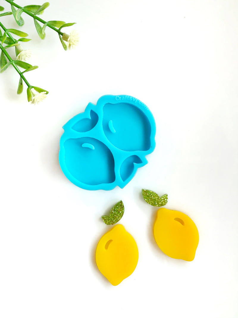 Two Lemons /limes silicone mold  / Molde de silicón de 2 limones y hojas
