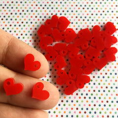Red tiny hearts / 50 Pieces, 10mm