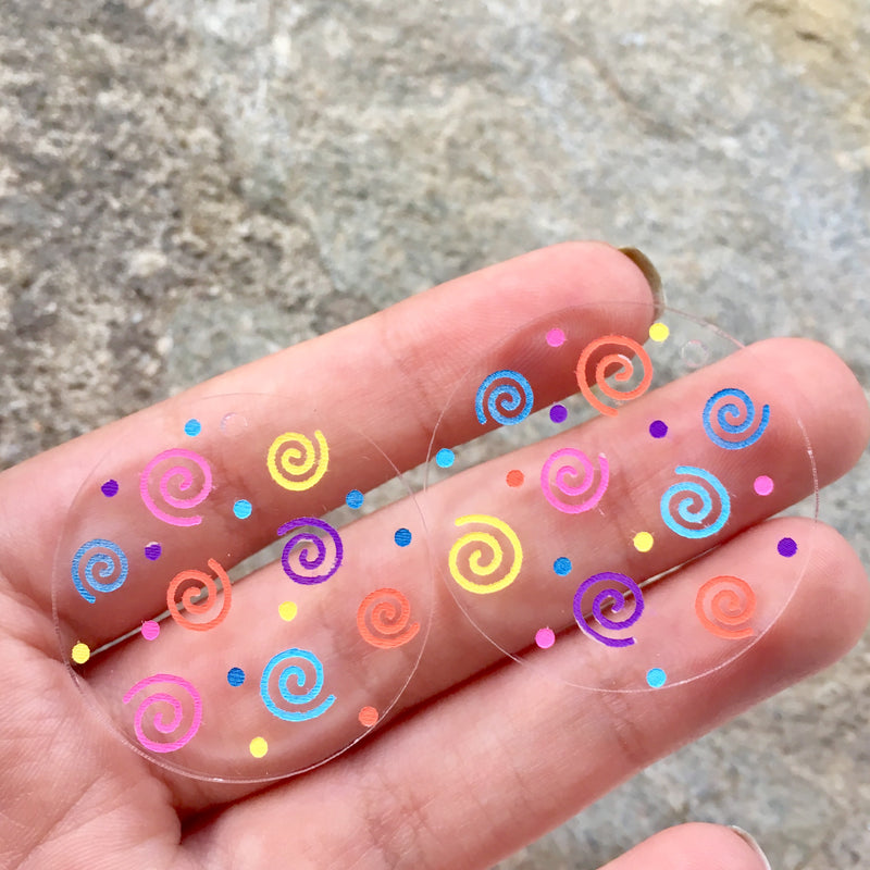 Spiral Painted Pendants / 6 Pieces, 30mm