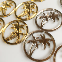 Palm Pendants and Circle Charms for Earrings / 2 Pairs, 50mm
