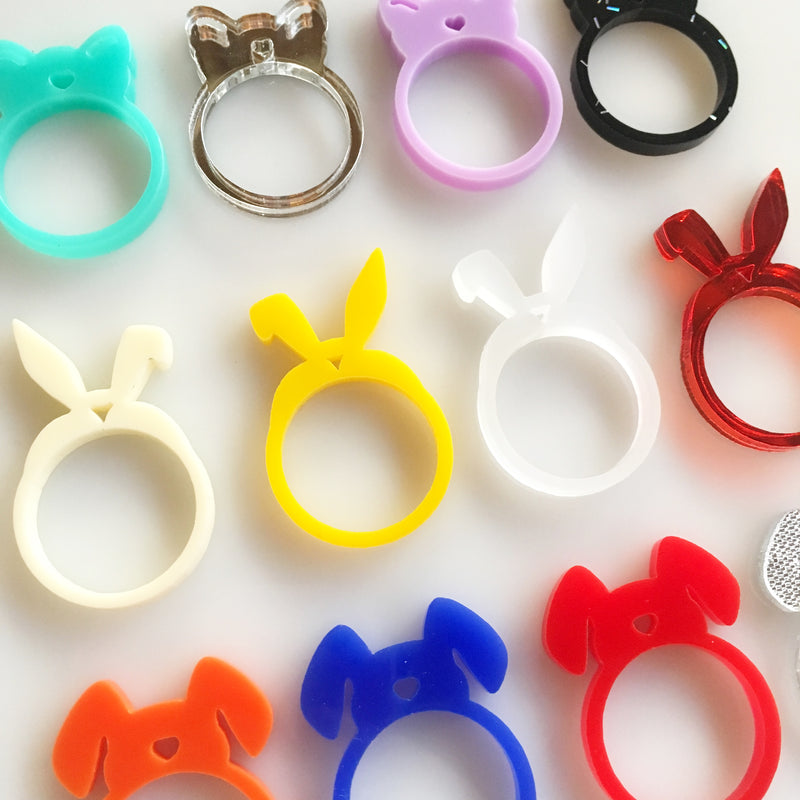 Rabbit, Cat and Dog Rings / 6 Pieces, 30mm