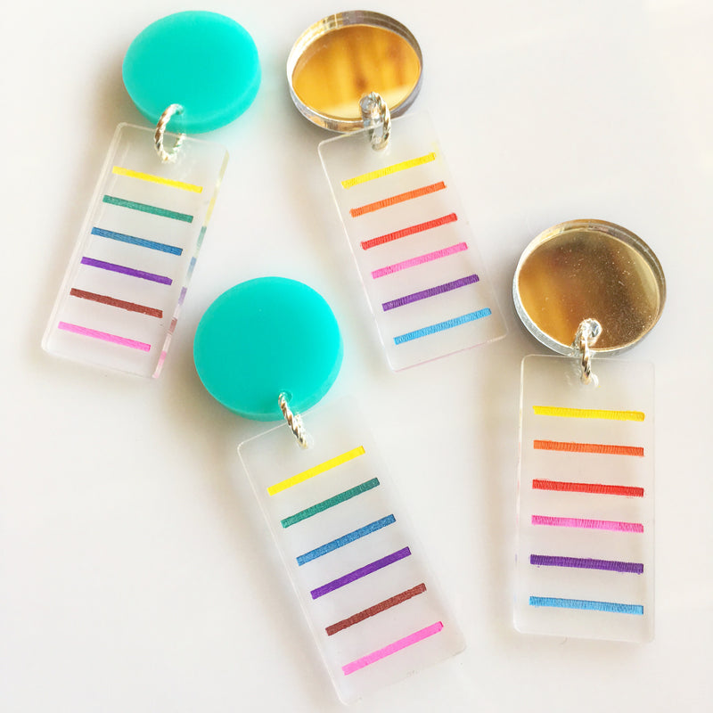 Striped Painted Pendants / 6 Pieces, 30mm