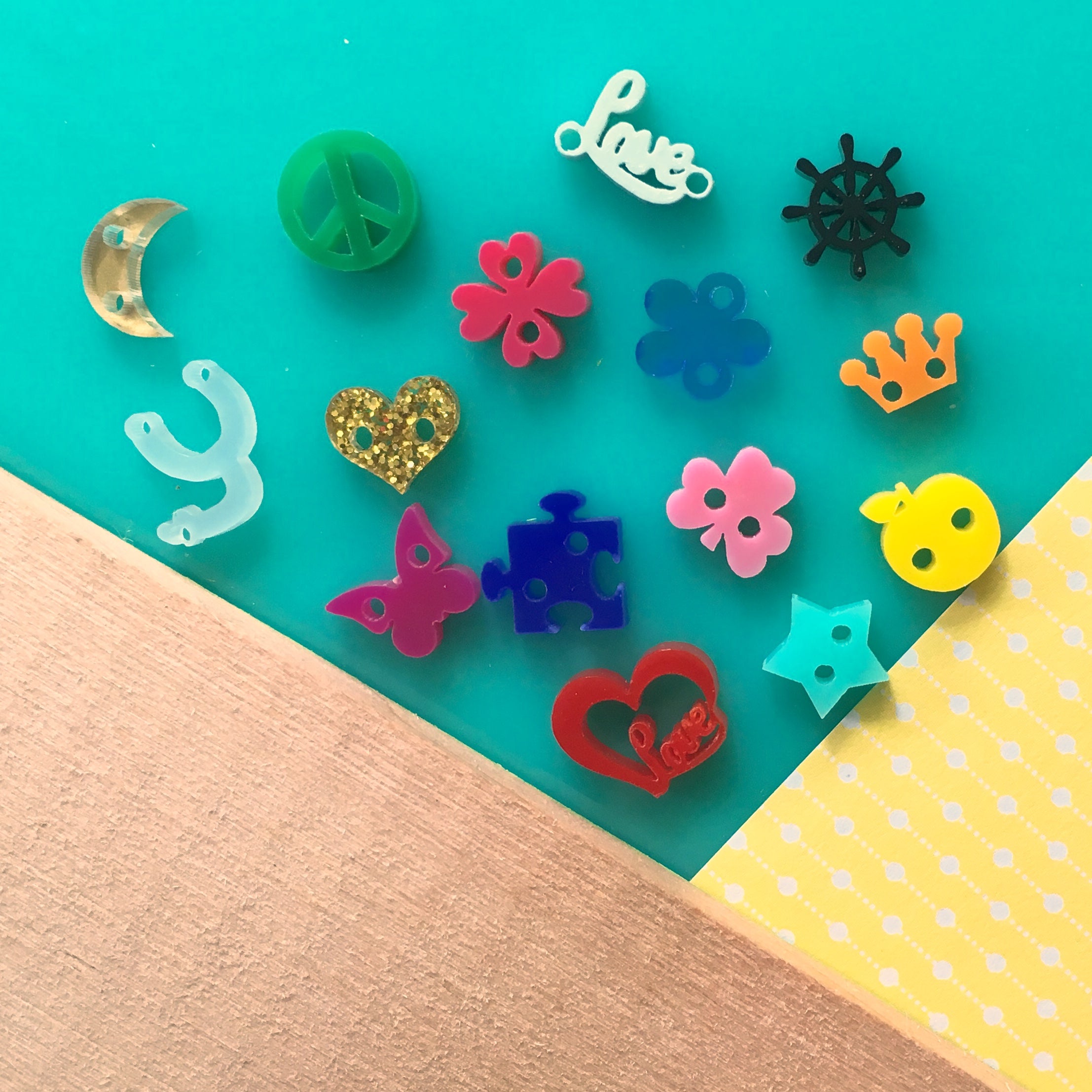 Mixed Shapes Mini Charms / 50 Pieces, 10mm