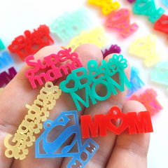 Supermom mother's day charms / 10 Pieces, 20-35mm