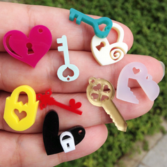 Keys, Locks and Hearts Charms / 10 Pieces, 7-25mm