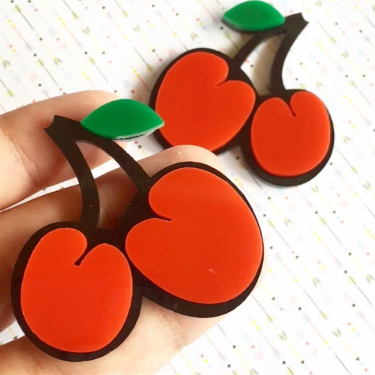 Cherries for earrings / 12 Pieces, 50mm
