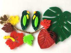 Parrots for Earrings / 12 Pieces, 50mm