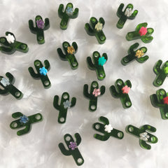 Mini Cactus connectors with flower / 12 Pieces, 15mm