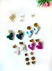 Heart Charms - 12 Pairs (24 Pieces), 15mm, gold mirrored