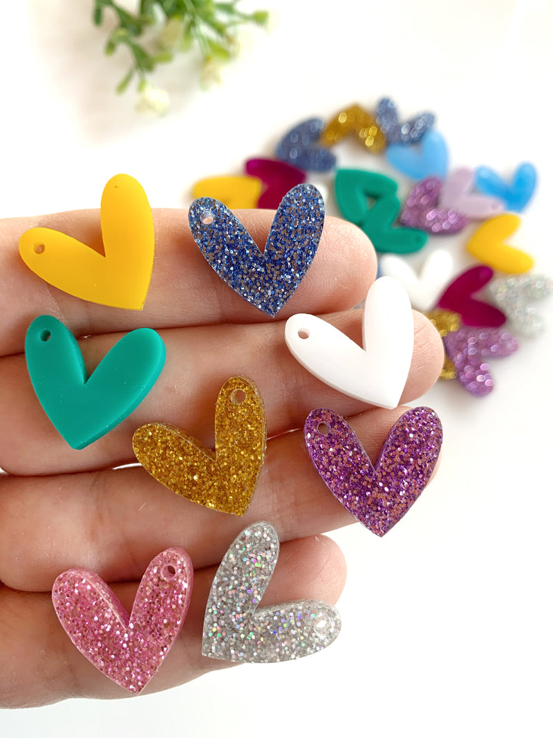 SUNNYCLUE 1 Box 100+pcs Valentine's Day Charms Heart Charms Stainless Steel 3D Puffy Heart Love Charms Half Folded Valentine Heart Charms for