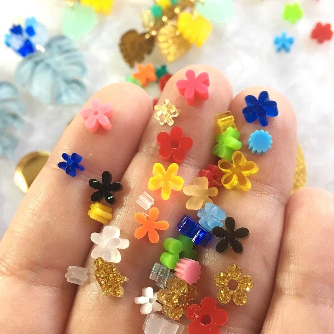 Tiny Acrylic Charms Set / 55 Pieces, 10mm
