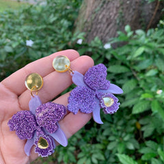 Venezuelan Orchids dangle earrings, orquídeas venezolanas, 2.2 inches, layered design