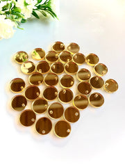 Circle Charms - 12 Pairs (24 Pieces), 15mm, gold mirrored
