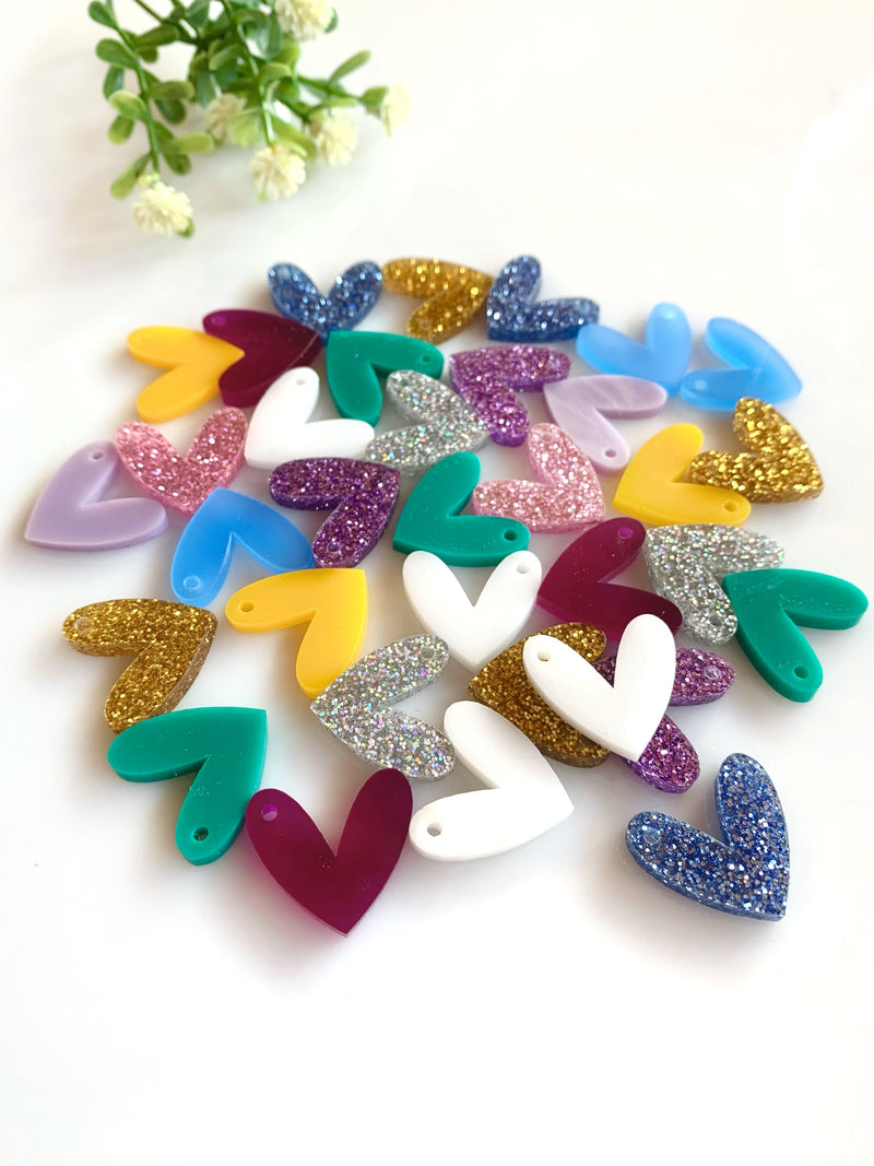 Mixed colors enlarged hearts / 10 Pieces, 20mm
